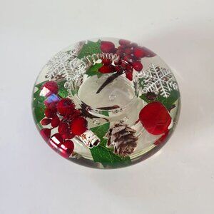 Gilde Dreamlight Glass Tealight Candle Holder Winter Traumlicht Germany